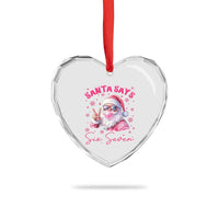 67 Six Seven Pink Santa Christmas Meme Heart Crystal Glass Ornament - Wonder Print Shop