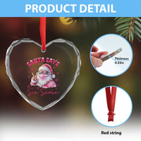 67 Six Seven Pink Santa Christmas Meme Heart Crystal Glass Ornament - Wonder Print Shop