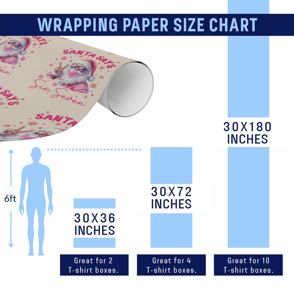 67 Six Seven Pink Santa Christmas Meme Wrapping Paper Roll - Wonder Print Shop