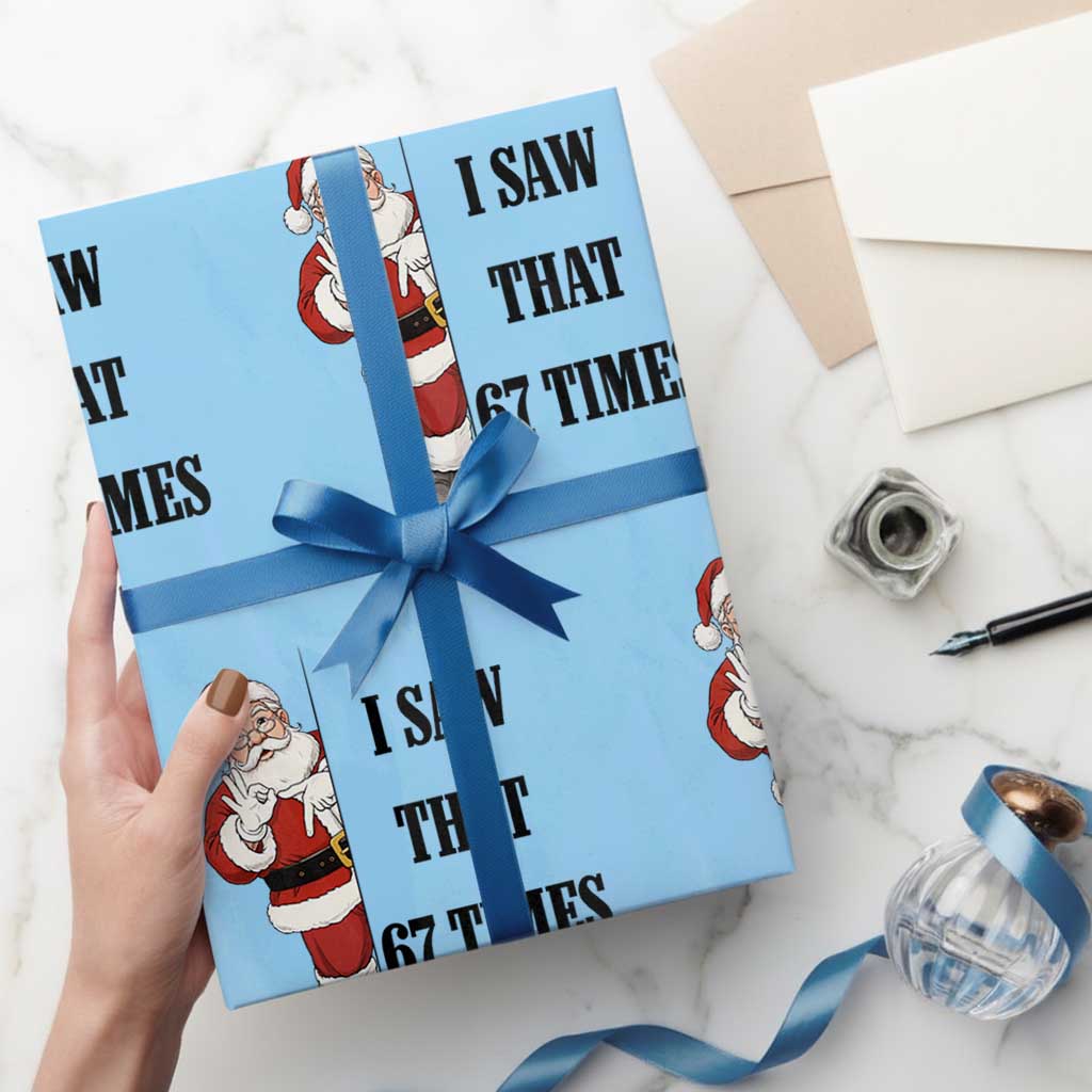 67 Six Seven Santa Christmas Meme Wrapping Paper Roll I Saw That - Wonder Print Shop