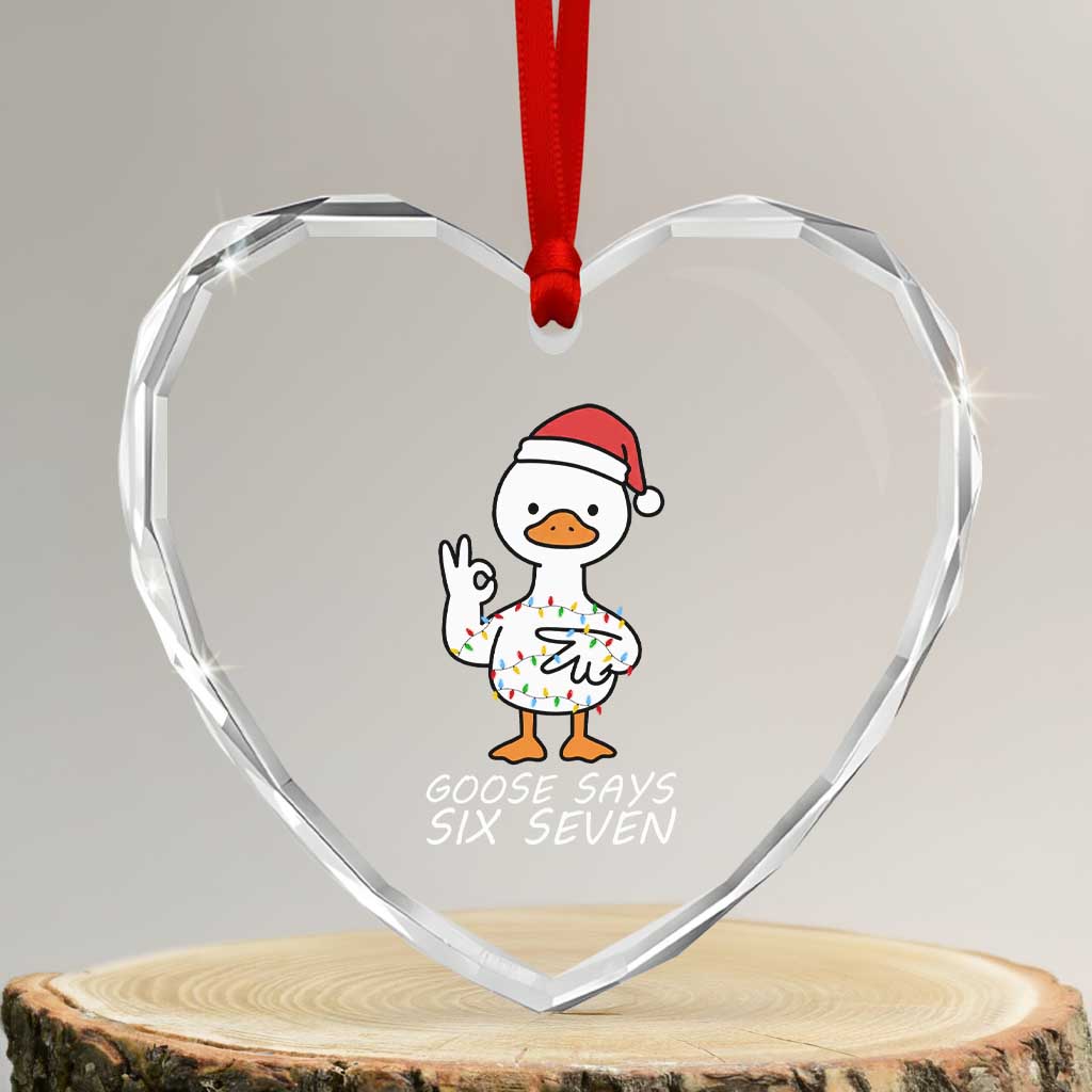 67 Six Seven Silly Goose Christmas Meme Heart Crystal Glass Ornament - Wonder Print Shop