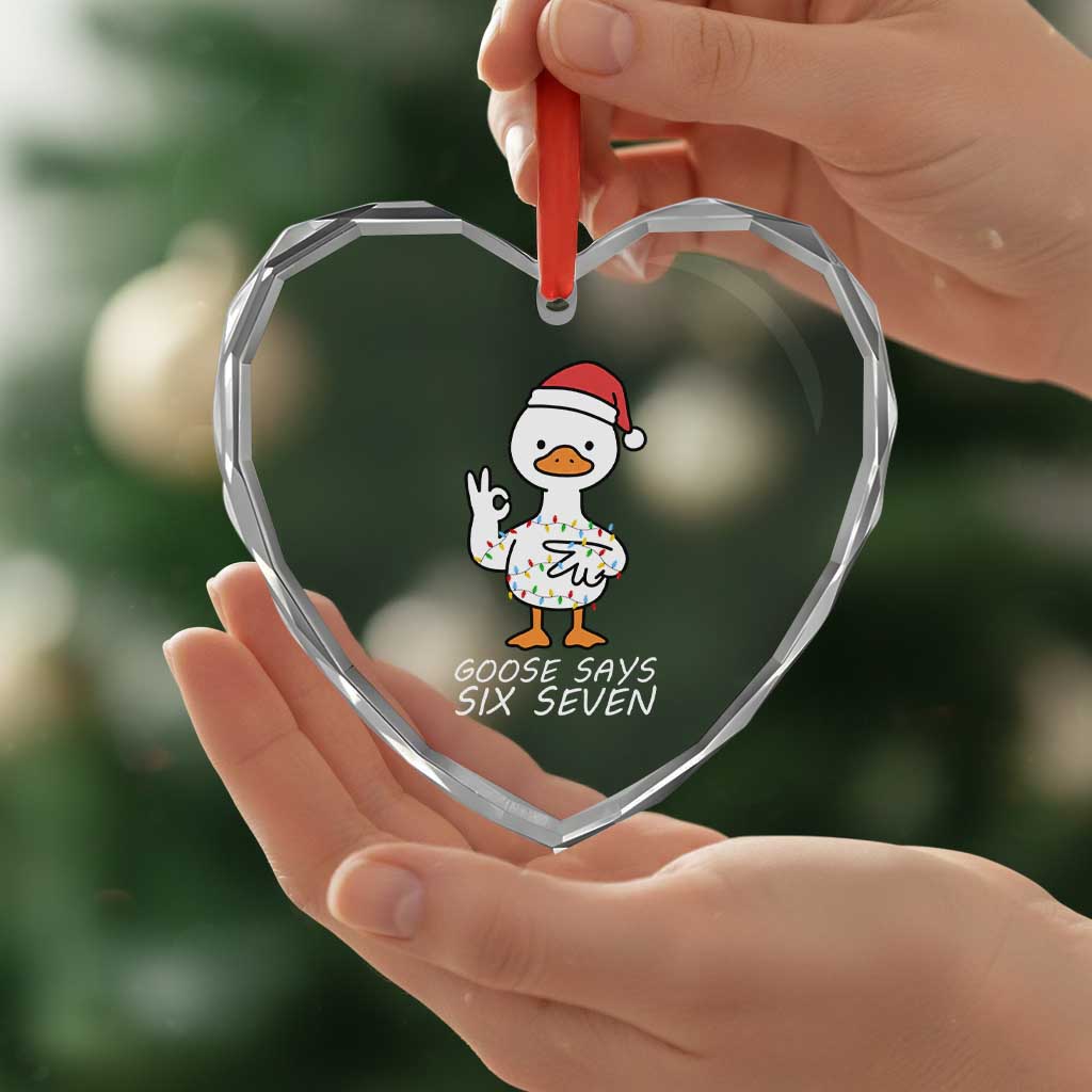 67 Six Seven Silly Goose Christmas Meme Heart Crystal Glass Ornament - Wonder Print Shop