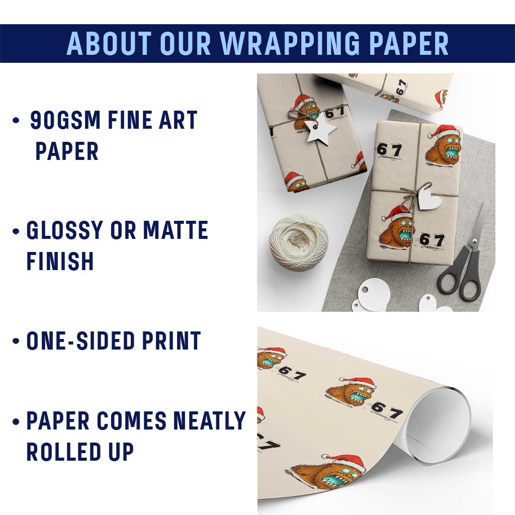 67 Six Seven Wrapping Paper Roll Funny Bigfoot Christmas - Wonder Print Shop