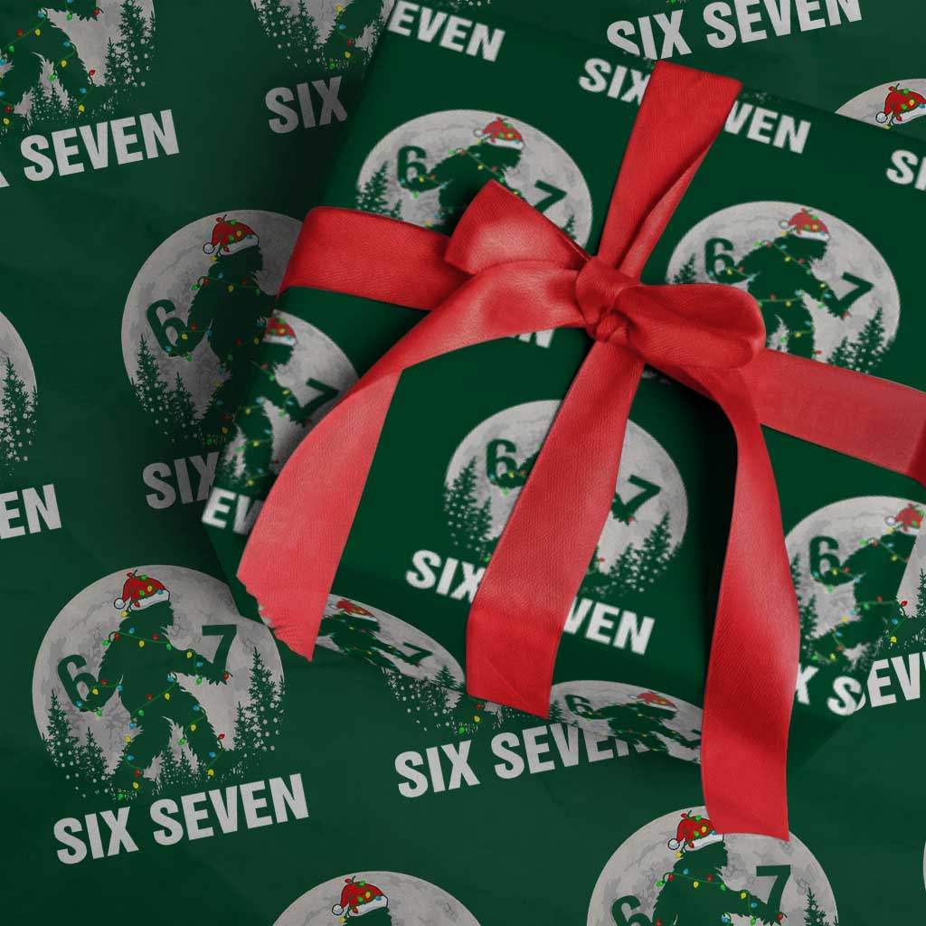 67 Six Seven Wrapping Paper Roll Funny Bigfoot Christmas Sasquatch Moon - Wonder Print Shop