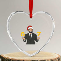 67 Six Seven Zohran Mamdani Christmas Heart Crystal Glass Ornament - Wonder Print Shop