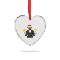 67 Six Seven Zohran Mamdani Christmas Heart Crystal Glass Ornament - Wonder Print Shop