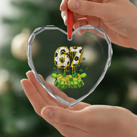 67 Soccer St Patricks Day Heart Crystal Glass Ornament Funny Six Seven Gen Alpha Meme Drip