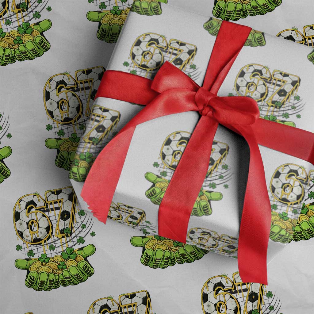 67 Soccer St Patricks Day Wrapping Paper Roll Funny Six Seven Gen Alpha Meme Drip