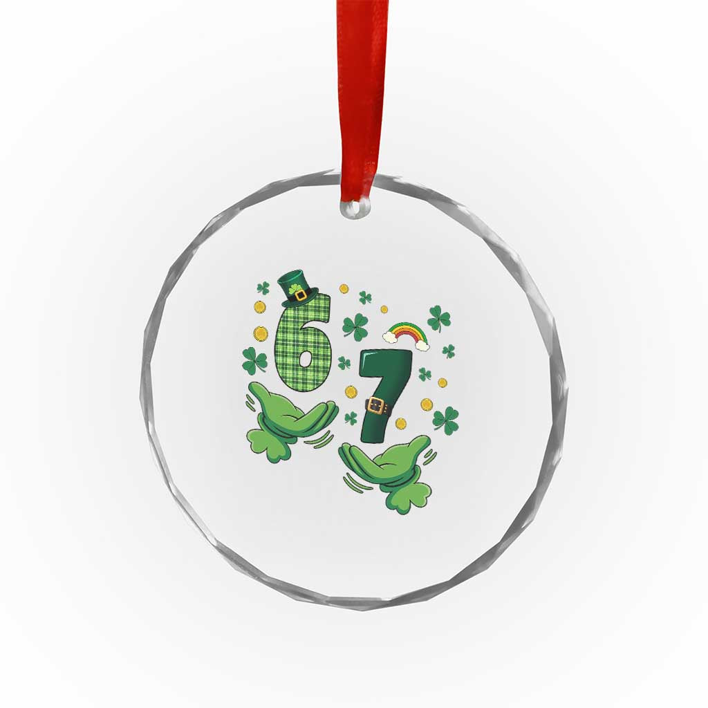 67 St Patricks Day Crystal Glass Ornament Funny Six Seven Hands Meme