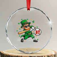 67 St Patricks Day Crystal Glass Ornament Funny Six Seven Leprechaun Playing Baseball Meme