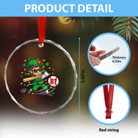 67 St Patricks Day Crystal Glass Ornament Funny Six Seven Leprechaun Playing Baseball Meme