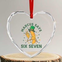 67 St Patricks Day Heart Crystal Glass Ornament Funny Marcus The Worm Say Six Seven Meme
