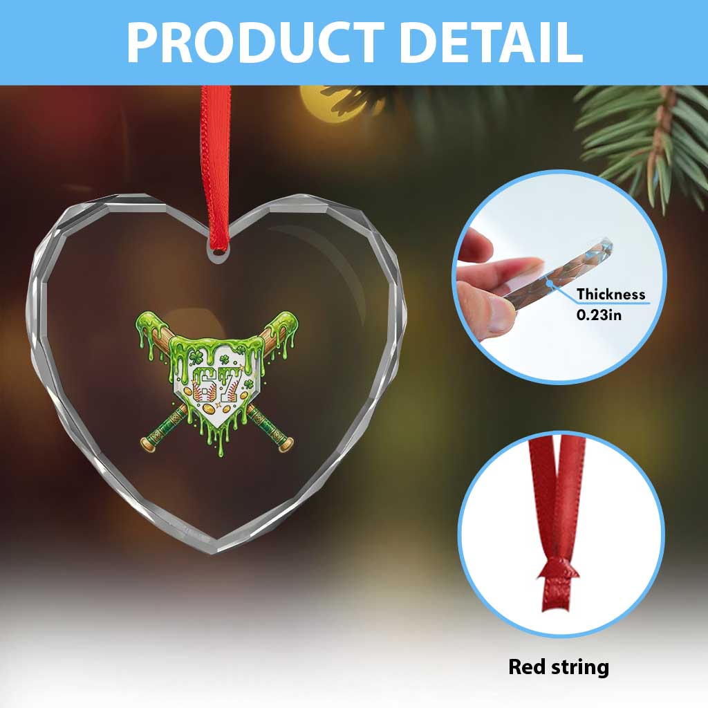 67 St Patricks Day Heart Crystal Glass Ornament Funny Six Seven Baseball Sport Party Meme