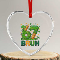 67 St Patricks Day Heart Crystal Glass Ornament Funny Six Seven Bruh Meme