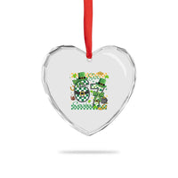 67 St Patricks Day Heart Crystal Glass Ornament Funny Six Seven Meme Lucky Shamrock