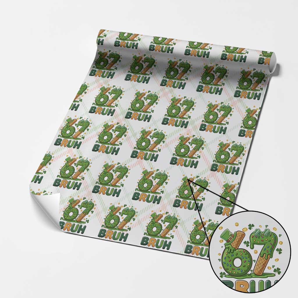 67 St Patricks Day Wrapping Paper Roll Funny Six Seven Bruh Meme