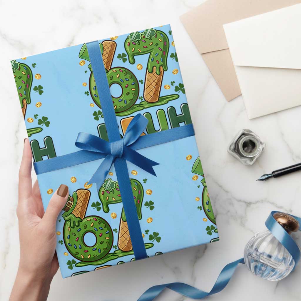 67 St Patricks Day Wrapping Paper Roll Funny Six Seven Bruh Meme