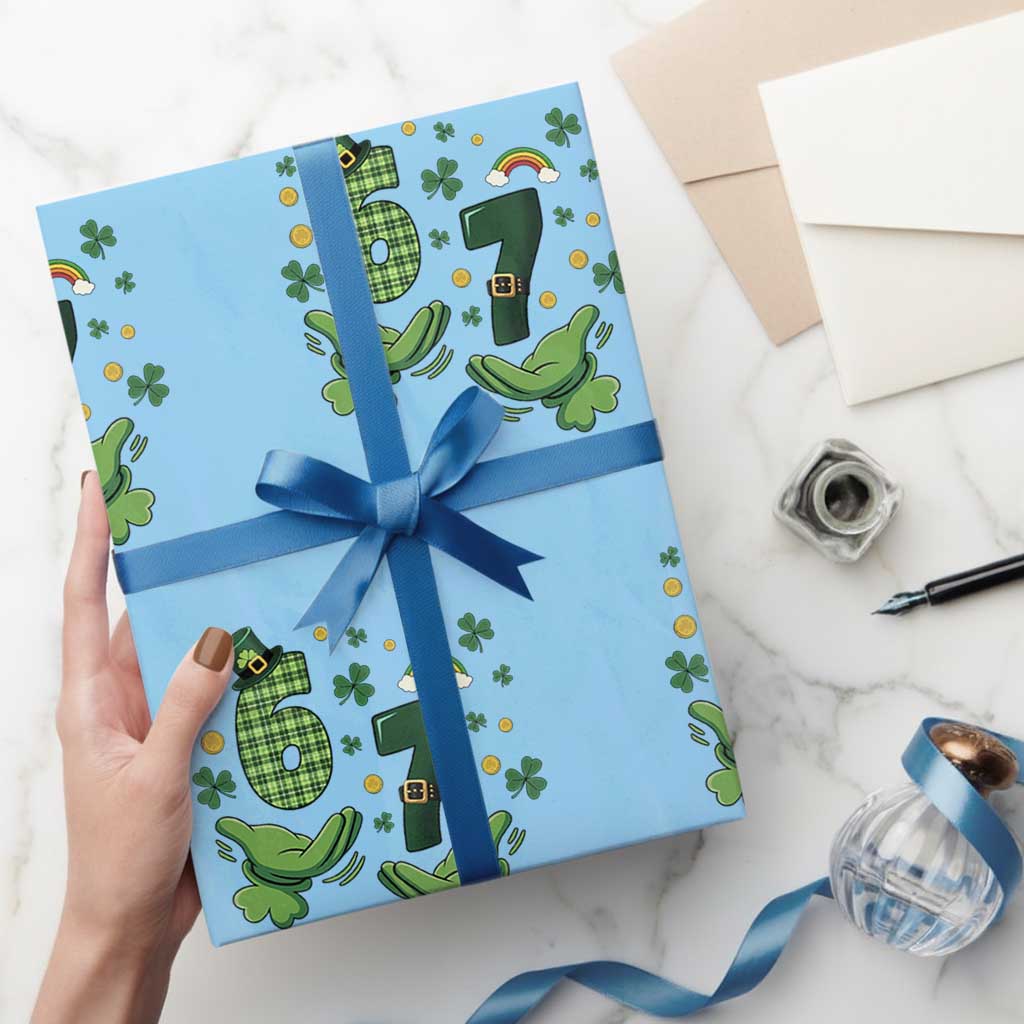 67 St Patricks Day Wrapping Paper Roll Funny Six Seven Hands Meme