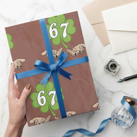 67 St Patricks Day Wrapping Paper Roll Six Seven Meme Shamrock Hand Gesture