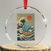 67 Surfing Japanese Crystal Glass Ornament Funny Great Wave Off Kanagawa Six Seven Brainrot Meme - Wonder Print Shop