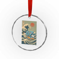 67 Surfing Japanese Crystal Glass Ornament Funny Great Wave Off Kanagawa Six Seven Brainrot Meme - Wonder Print Shop
