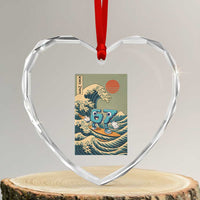 67 Surfing Japanese Heart Crystal Glass Ornament Funny Great Wave Off Kanagawa Six Seven Brainrot Meme - Wonder Print Shop