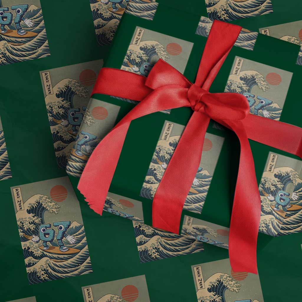 67 Surfing Japanese Wrapping Paper Roll Funny Great Wave Off Kanagawa Six Seven Brainrot Meme - Wonder Print Shop
