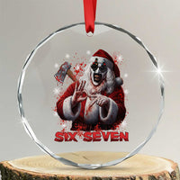 67 Terrifier Santa Horror Christmas Crystal Glass Ornament Funny Six Seven Meme Holiday Movie - Wonder Print Shop