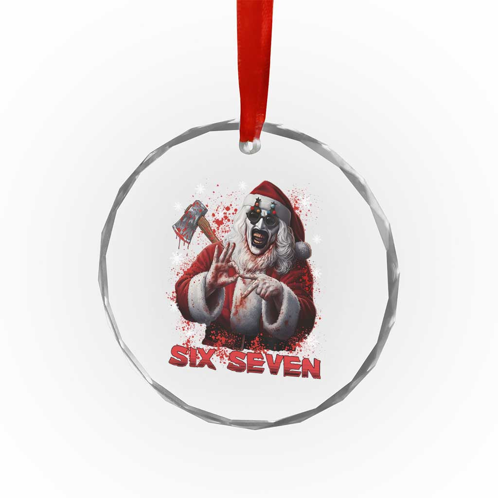 67 Terrifier Santa Horror Christmas Crystal Glass Ornament Funny Six Seven Meme Holiday Movie - Wonder Print Shop