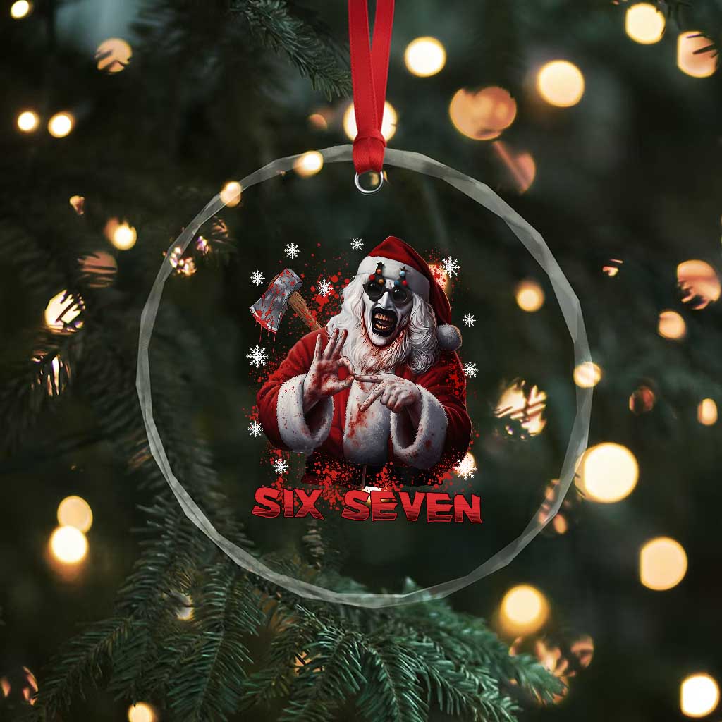 67 Terrifier Santa Horror Christmas Crystal Glass Ornament Funny Six Seven Meme Holiday Movie - Wonder Print Shop