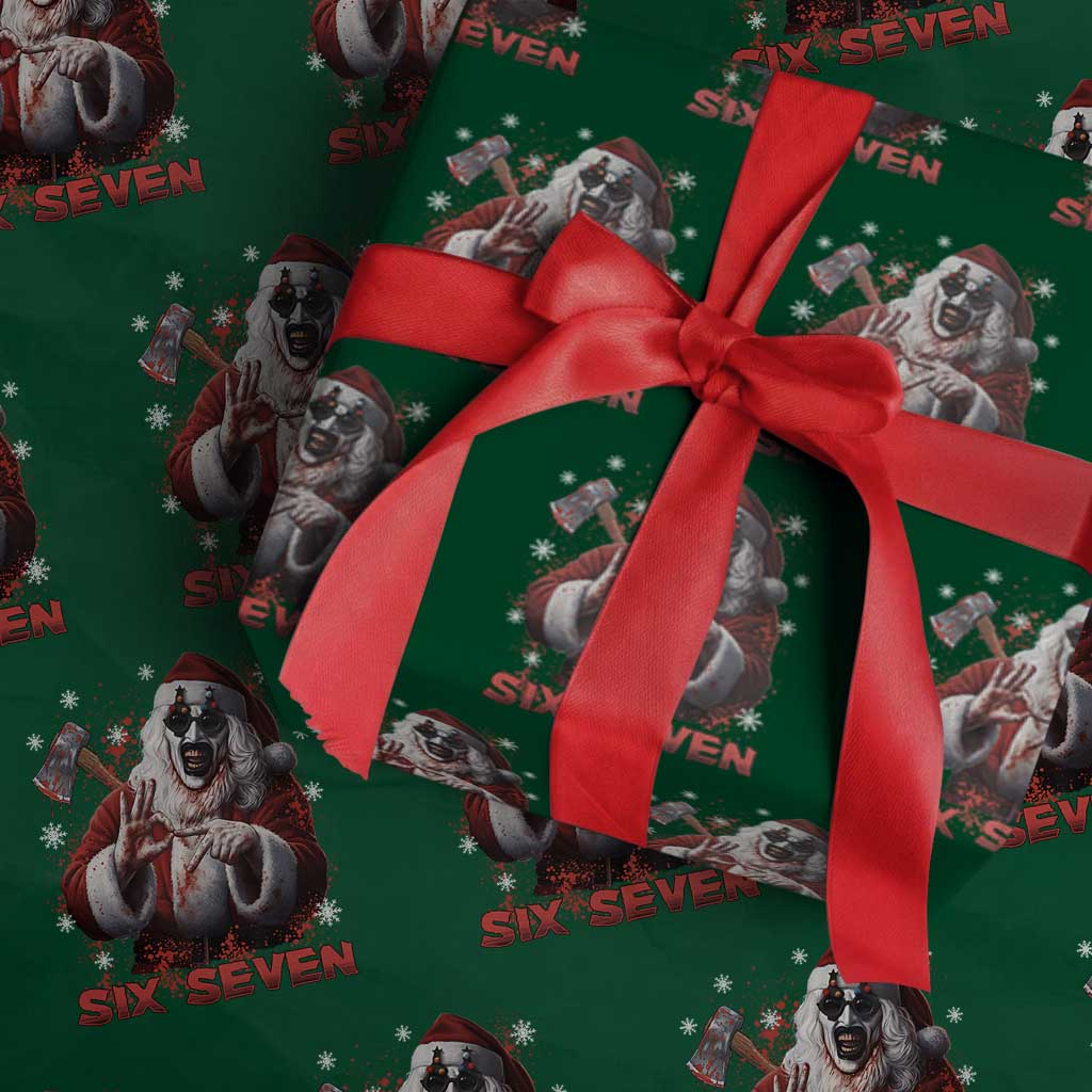 67 Terrifier Santa Horror Christmas Wrapping Paper Roll Funny Six Seven Meme Holiday Movie - Wonder Print Shop