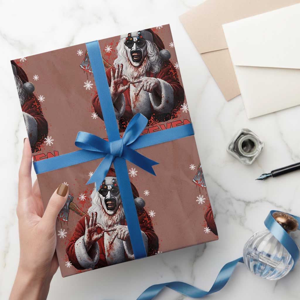 67 Terrifier Santa Horror Christmas Wrapping Paper Roll Funny Six Seven Meme Holiday Movie - Wonder Print Shop