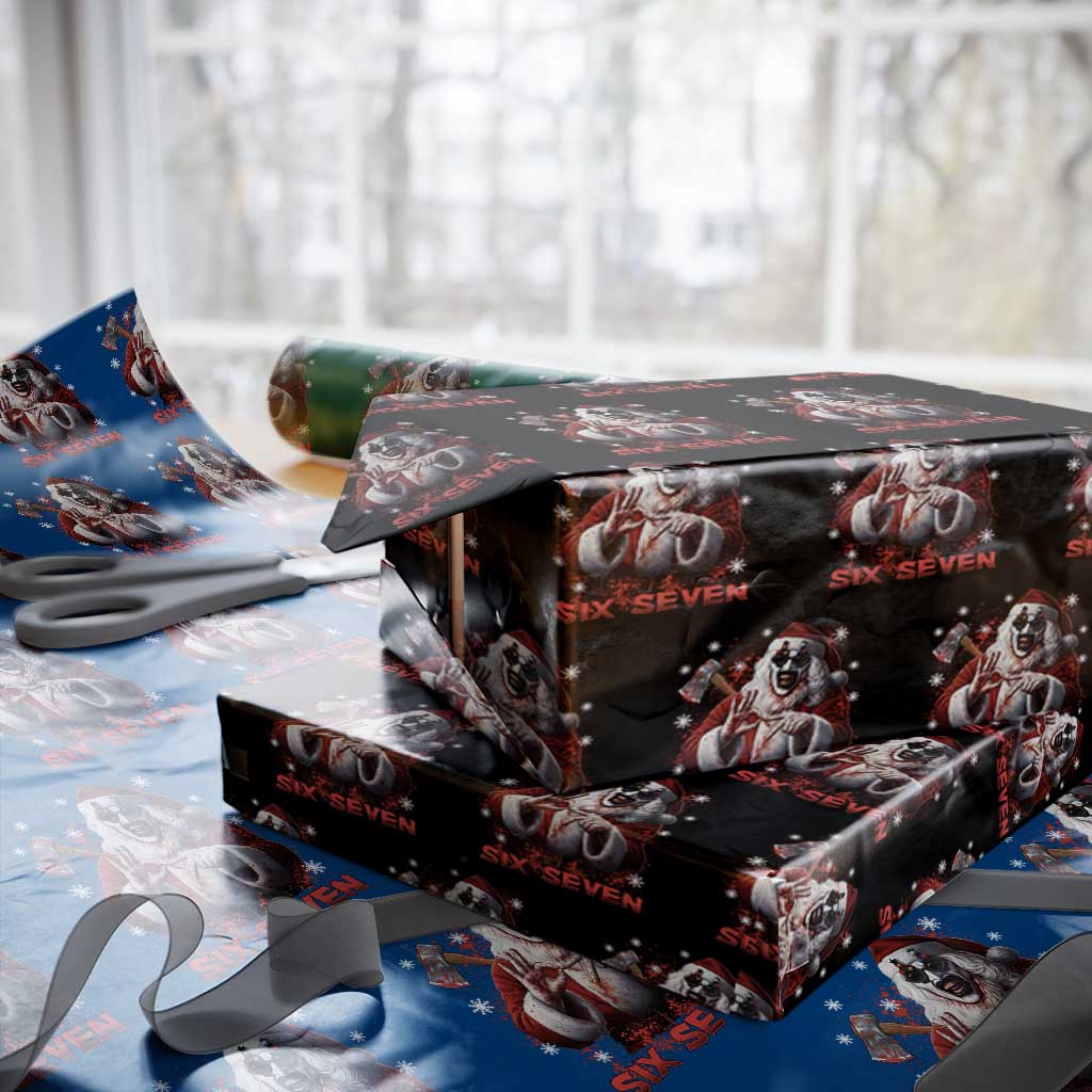 67 Terrifier Santa Horror Christmas Wrapping Paper Roll Funny Six Seven Meme Holiday Movie - Wonder Print Shop