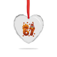 67 Thanksgiving Heart Crystal Glass Ornament Funny Turkey Thanksgiving Six Seven Meme - Wonder Print Shop