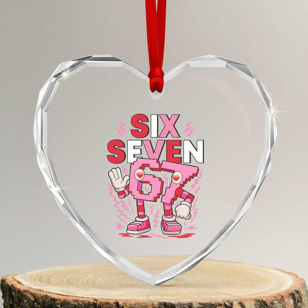 67 Valentines Heart Crystal Glass Ornament Funny Six Seven Brainrot Meme