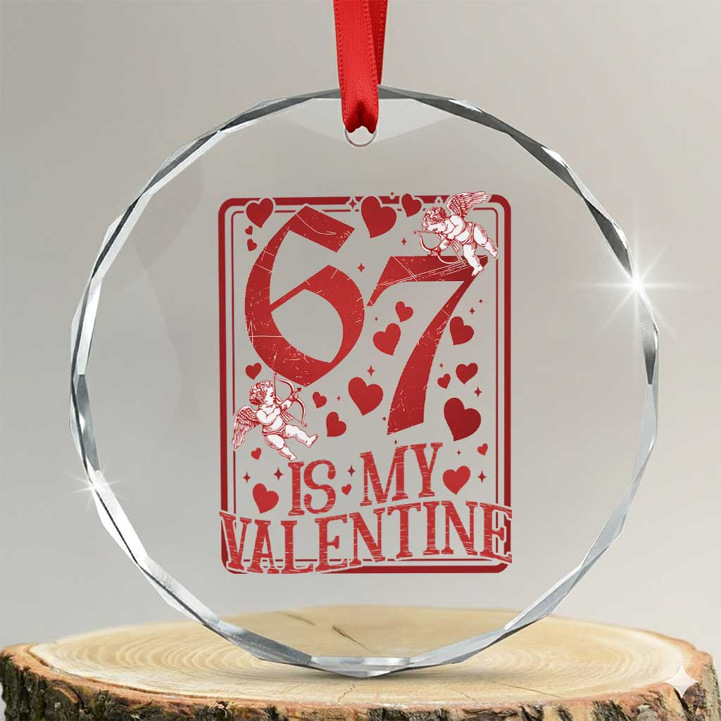 67 Valentines Playing Card Crystal Glass Ornament Funny Six Seven Relationship Meme - Wonder Print Shop