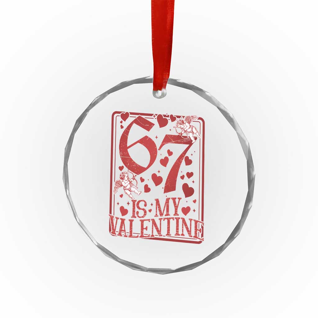 67 Valentines Playing Card Crystal Glass Ornament Funny Six Seven Relationship Meme - Wonder Print Shop