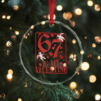 67 Valentines Playing Card Crystal Glass Ornament Funny Six Seven Relationship Meme - Wonder Print Shop