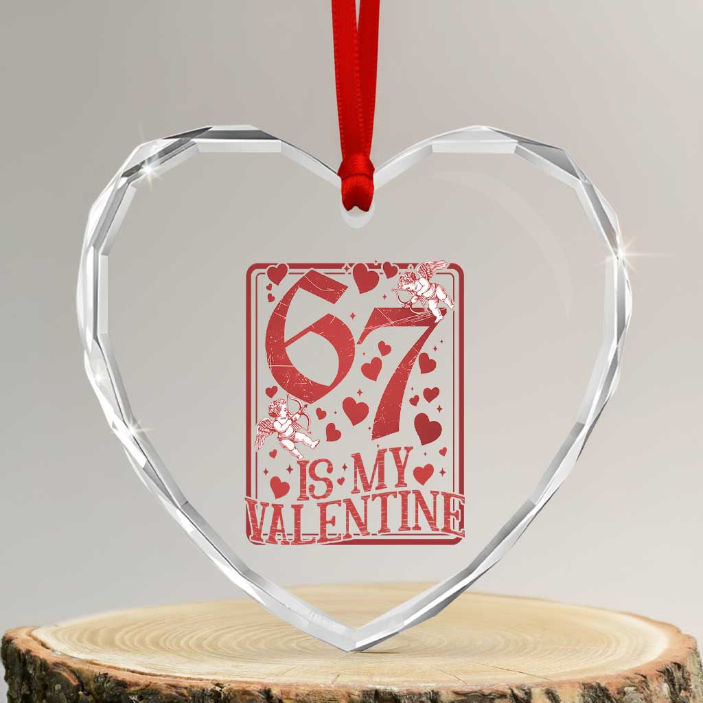 67 Valentines Playing Card Heart Crystal Glass Ornament Funny Six Seven Relationship Meme - Wonder Print Shop