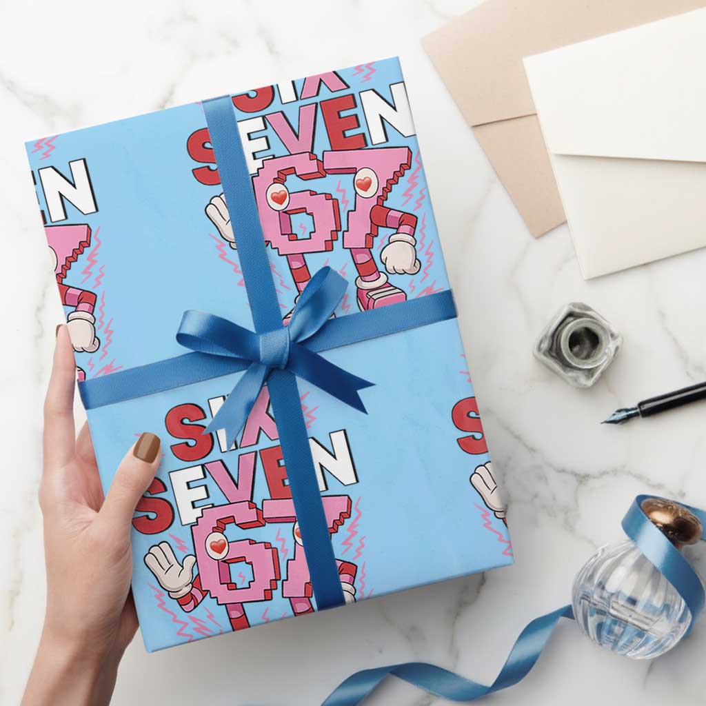 67 Valentines Wrapping Paper Roll Funny Six Seven Brainrot Meme