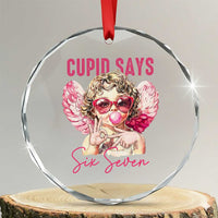 67 Valetines Crystal Glass Ornament Funny Cupid Says Six Seven - Wonder Print Shop
