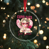 67 Valetines Crystal Glass Ornament Funny Cupid Says Six Seven - Wonder Print Shop
