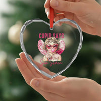 67 Valetines Heart Crystal Glass Ornament Funny Cupid Says Six Seven - Wonder Print Shop