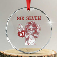 67 Valetines Meme Crystal Glass Ornament Funny Six Seven Valentines Day Heart - Wonder Print Shop