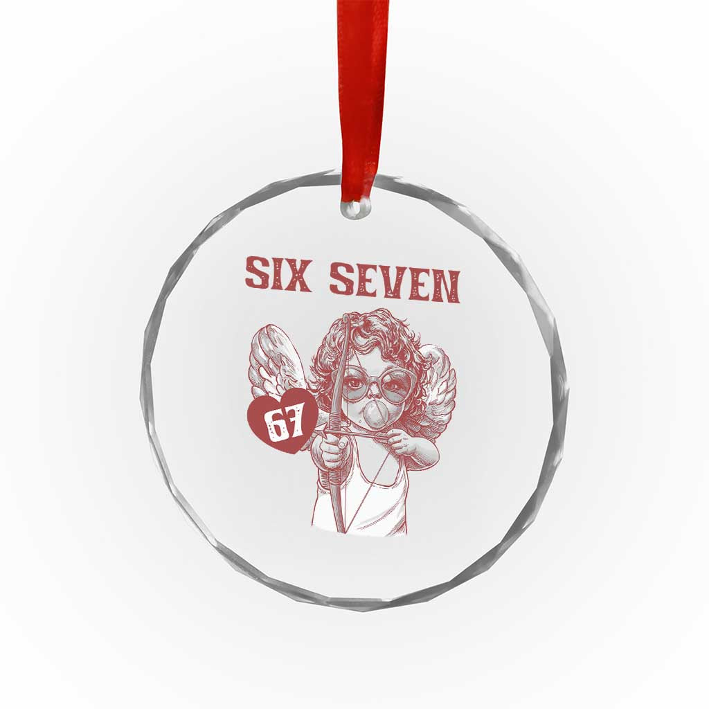 67 Valetines Meme Crystal Glass Ornament Funny Six Seven Valentines Day Heart - Wonder Print Shop