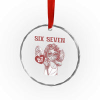 67 Valetines Meme Crystal Glass Ornament Funny Six Seven Valentines Day Heart - Wonder Print Shop