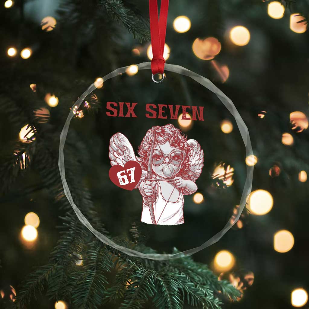 67 Valetines Meme Crystal Glass Ornament Funny Six Seven Valentines Day Heart - Wonder Print Shop