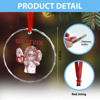 67 Valetines Meme Crystal Glass Ornament Funny Six Seven Valentines Day Heart - Wonder Print Shop