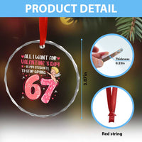 67 Valetines Meme Crystal Glass Ornament Funny Teacher Sayings Six Seven - Wonder Print Shop