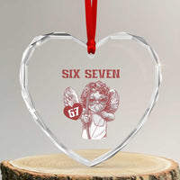 67 Valetines Meme Heart Crystal Glass Ornament Funny Six Seven Valentines Day Heart - Wonder Print Shop